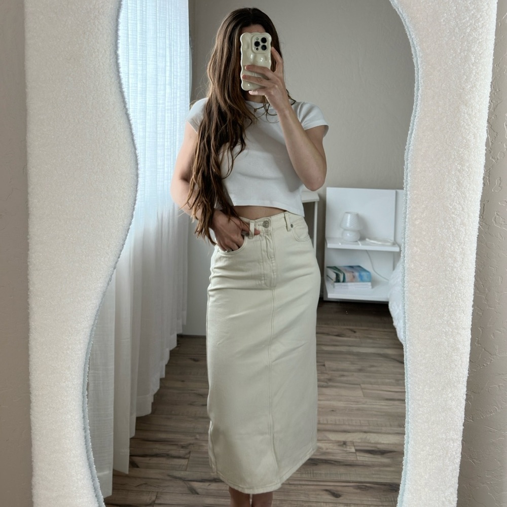 ivory denim skirt